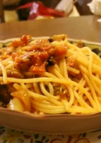 自作・野菜トマトソースのスパゲッティ