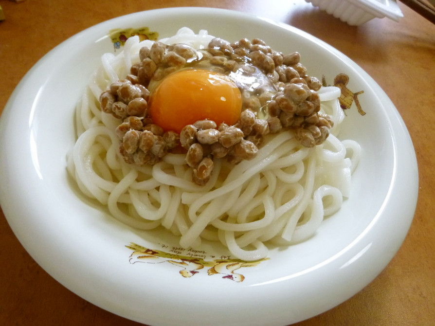 茨城家庭料理:卵かけ納豆うどん→略TKUの画像