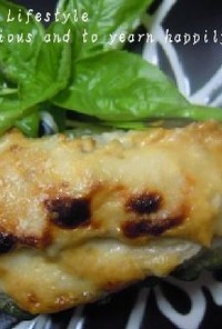 ゴーヤボート★筍芋の味噌マヨチーズ 