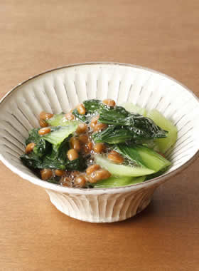 簡単!チンゲン菜の甘酢納豆和え