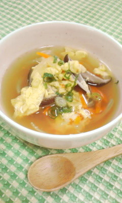 お野菜と卵のあっさりスープの写真
