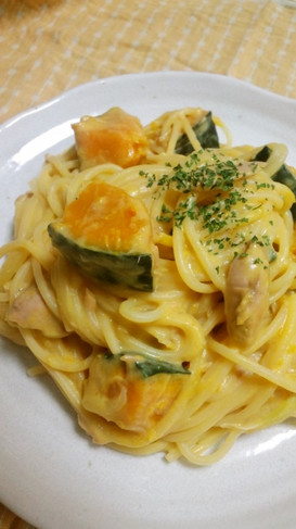 かぼちゃとツナのクリームパスタ