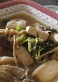 牡蠣と豆腐の鍋風煮物