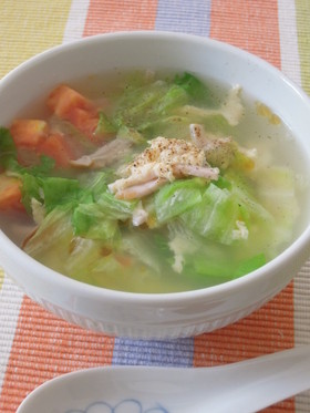 簡単★レタスとハム玉トマトの中華風スープ