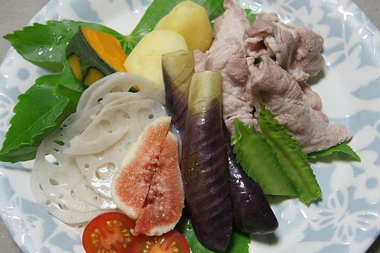 蒸し野菜と豚しゃぶ 料亭風盛り付け レシピ 作り方 By Lliachloe クックパッド