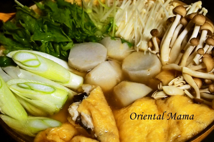 秋だわ＾＾里芋とお揚げつくねのキノコ鍋の画像