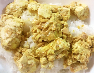 豆腐のカレー味噌炒めの写真