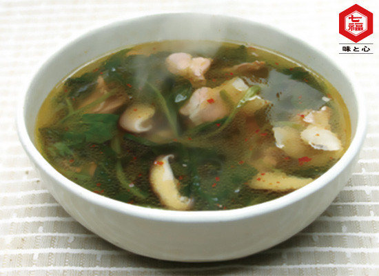ほうれん草と豚肉のピリ辛スープの画像