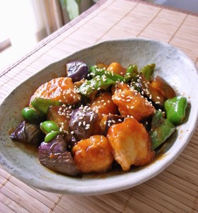なす&ピーマン&鶏むね肉の甘酢あん