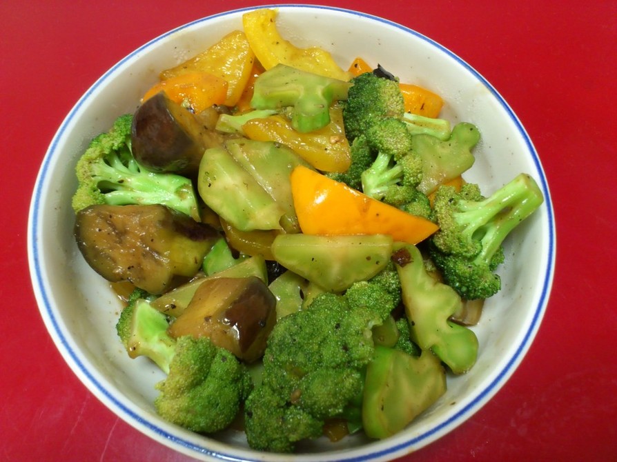 緑黄色野菜のガーリックピリ辛炒めの画像