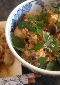 秋鮭と茸の炊き込みご飯☆梅風味