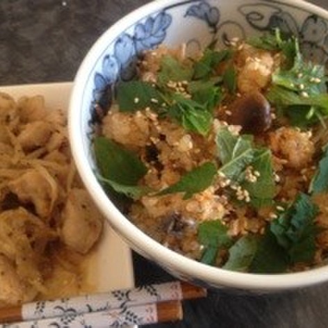 秋鮭と茸の炊き込みご飯☆梅風味