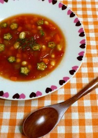 ヘルシー＊大豆とオクラのトマトスープ