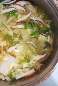 椎茸と白菜とシーチキンと卵の中華スープ