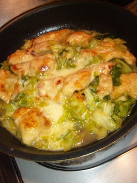 鶏むね肉のきゃべつチーズ蒸し