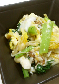 小松菜えのき豆腐の塩麹卵とじ