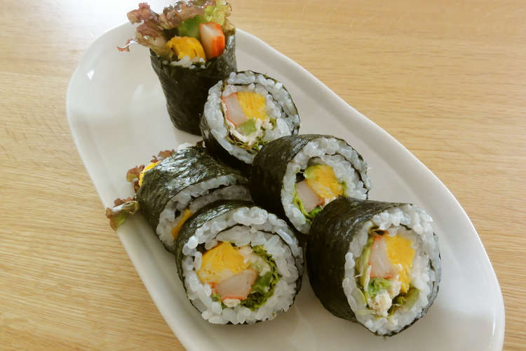 恵方巻きにもっ 王道太巻き サラダ巻き レシピ 作り方 By べーぐる クックパッド
