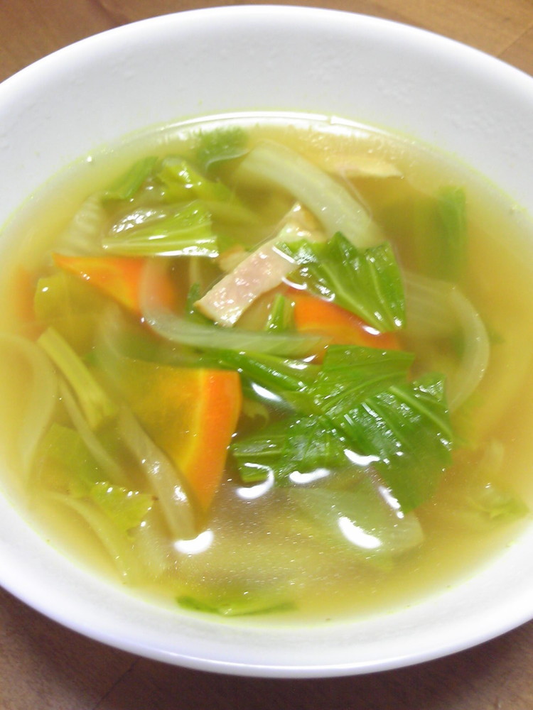 セロリの葉☆カレー風味スープの画像