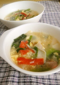 我が家の中華✿ひらひら麺スープ