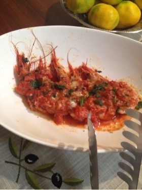ギリシャ料理 赤海老のトマトチーズ煮込みの画像