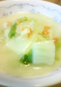 白菜とホタテの朝スープ