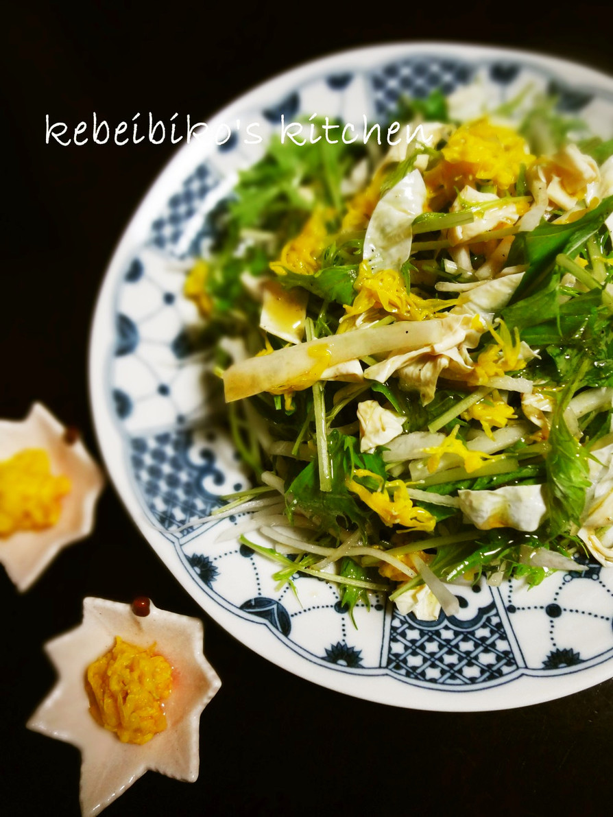 水菜と湯葉のじゃこ山椒サラダの画像