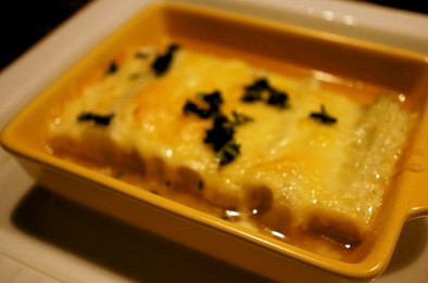 長葱のコンソメ煮・チーズ焼きの写真