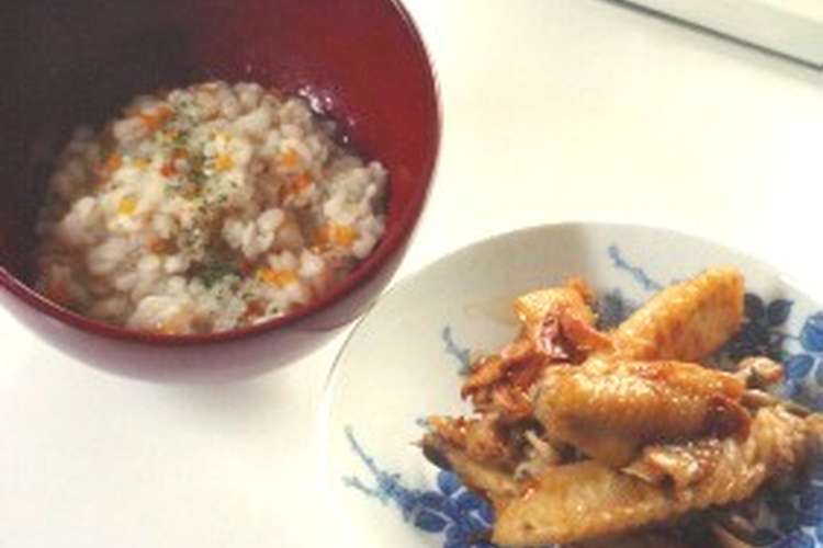 むぎそば粥と鶏手羽の甘辛煮 レシピ 作り方 By Che クックパッド