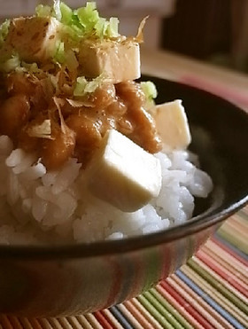 納豆とクリームチーズのごはん
