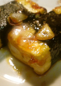豆腐の海苔巻きガーリックステーキ
