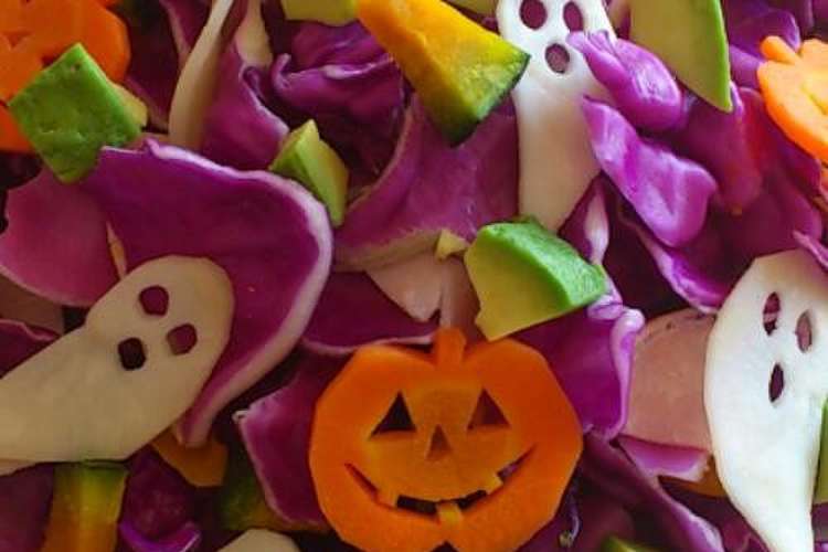 紫ｷｬﾍﾞﾂのハロウィンサラダ レシピ 作り方 By ねこあし クックパッド 簡単おいしいみんなのレシピが378万品