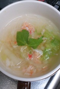 カニの生姜春雨スープ