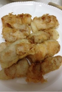豚肉巻き長芋の天ぷら…塩麹衣で