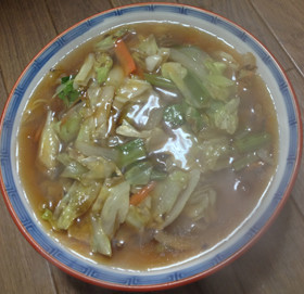 『サッポロ一番麺の力』野菜炒めのせ+黒酢の画像
