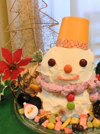 クリスマスに☆簡単雪だるまケーキの写真