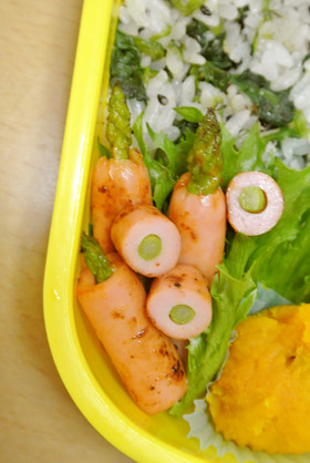お弁当に!巻かない魚肉ソーセージロール焼