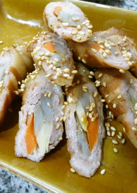 新生姜とごぼうの肉巻きwithしらたき煮