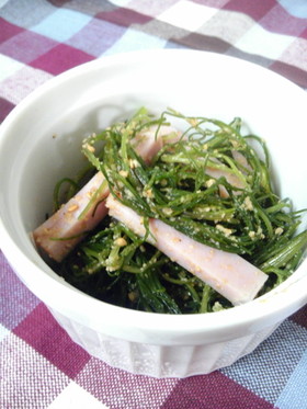 おかひじきとハムのごま和え