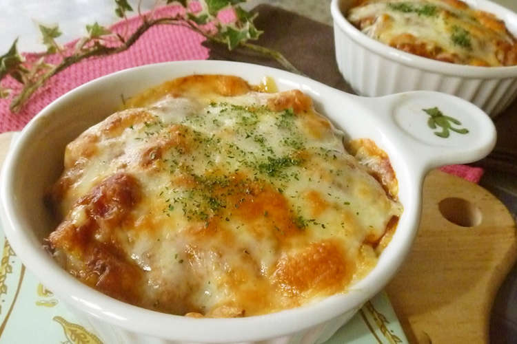 時短簡単 ミートソース缶ｄｅパングラタン レシピ 作り方 By ミマト クックパッド 簡単おいしいみんなのレシピが352万品