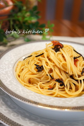 あえるだけ✿ 梅と塩昆布のパスタ✿