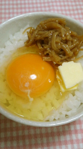 *なめたけバターの卵かけご飯*