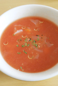 トマトジュースで簡単あったかスープ