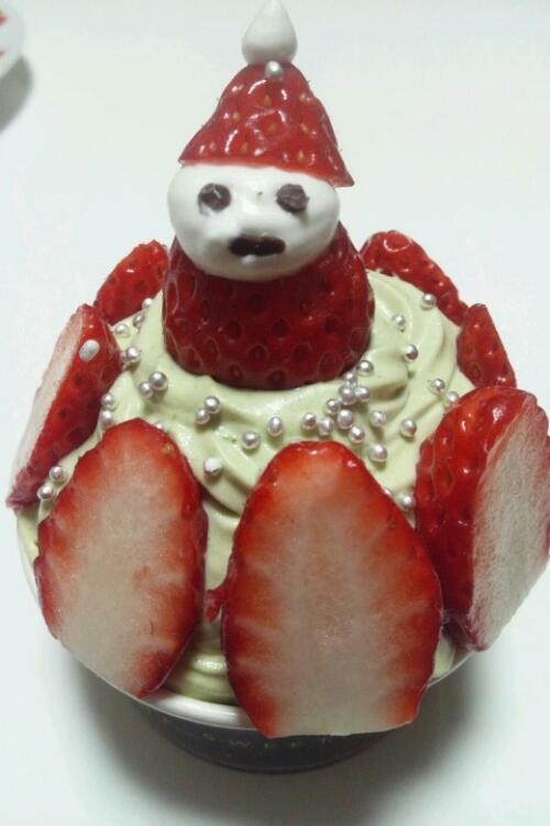 クリスマス♪簡単♪抹茶苺サンタケーキ♪の画像