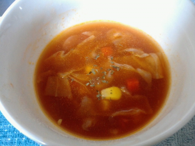 ロールキャベツのスープでミネストローネの画像