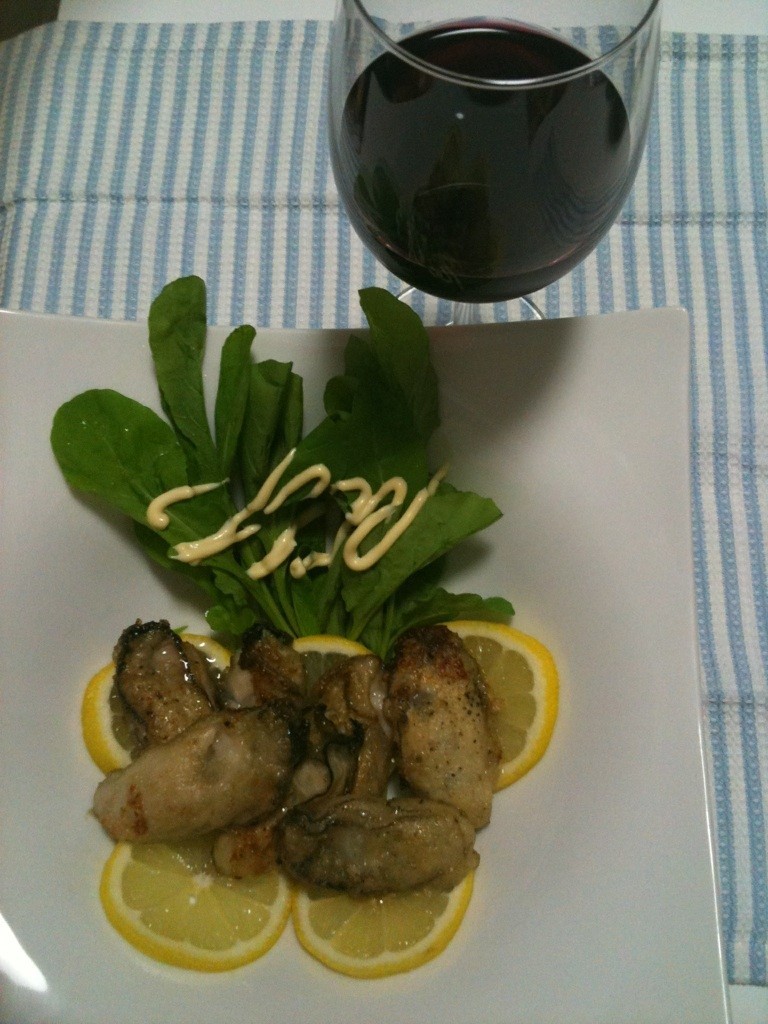 ボジョレーワインに合う牡蠣のムニエルの画像