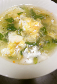 チンゲン菜と卵で中華風卵スープ
