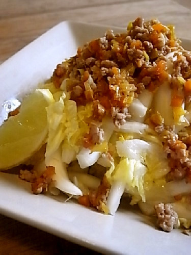 香味ひき肉ドレッシングの白菜サラダの画像