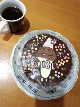 簡単キャラデコケーキ☆なめこ(^0^)/