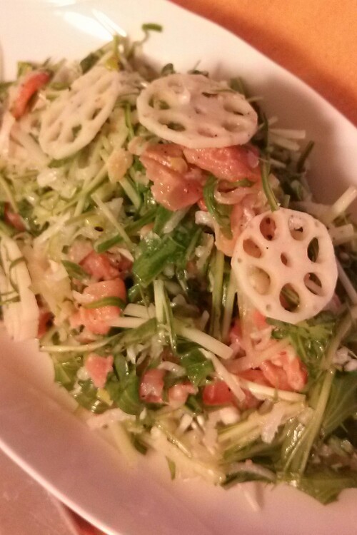 デリ風 サーモンと水菜のサラダの画像