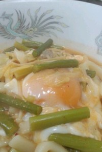 お味噌汁リメイク！味噌キムチうどん♪